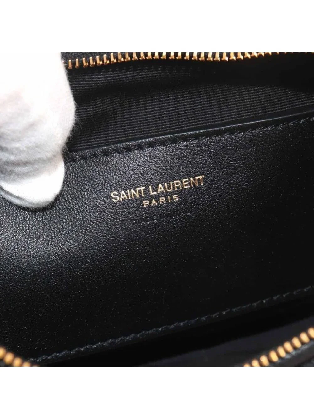 Saint Laurent Calypso Mini Hobo Hand Leather Black Gold